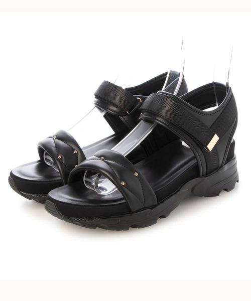 Fin（フィン）の「キルティング厚底ベルクロスポーツサンダル【低反発スポンジ入り】（サンダル・レディース・ブラウン/ブラック/グレー・S/M/L/LL）」の16枚目の写真