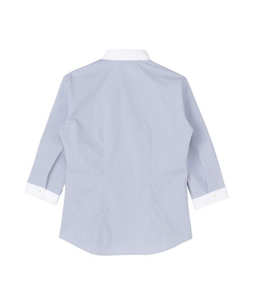 TOKYO SHIRTS（トウキョウシャツ）の「形態安定ノーアイロン ラウンド 7分袖ビジネスワイシャツ（ビジネスシャツ・レディース・ブルー・M/L/LL/XL/S）」の2枚目の写真