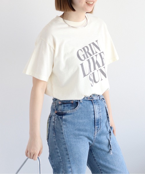 cepo（セポ）の「スラブコットン天竺ロゴショートスリーブTee（Tシャツ/カットソー・レディース・ブルー/オフホワイト/チャコール・M）」の13枚目の写真
