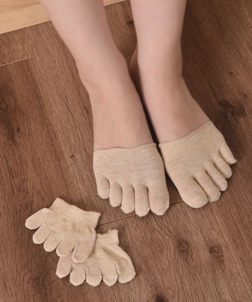 VIBGYOR Women（ヴィブジョー　ウィメン）の「【float】ベーシック 5本指トゥーキャップ【2足セット/つま先あり/なし】（ソックス/靴下・レディース・ベージュ系1/ベージュ系2/ブラック系1/ブラック系2・FREE）」の3枚目の写真