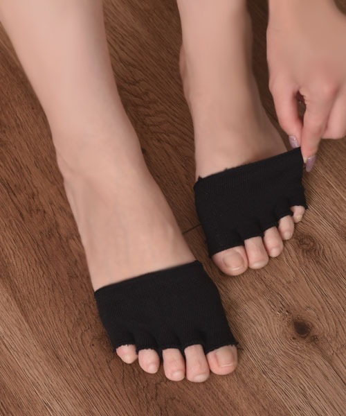 VIBGYOR Women（ヴィブジョー　ウィメン）の「【float】ベーシック 5本指トゥーキャップ【2足セット/つま先あり/なし】（ソックス/靴下・レディース・ベージュ系1/ベージュ系2/ブラック系1/ブラック系2・FREE）」の9枚目の写真