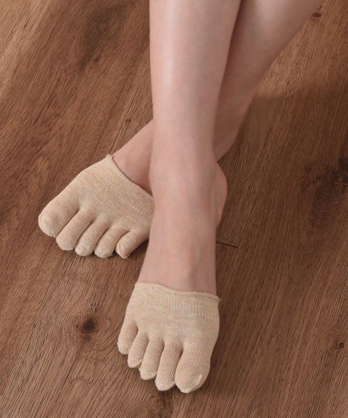 VIBGYOR Women（ヴィブジョー　ウィメン）の「【float】ベーシック 5本指トゥーキャップ【2足セット/つま先あり/なし】（ソックス/靴下・レディース・ベージュ系1/ベージュ系2/ブラック系1/ブラック系2・FREE）」の8枚目の写真