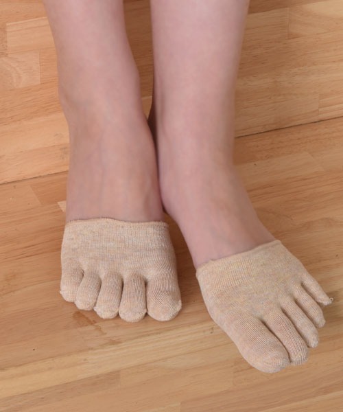 VIBGYOR Women（ヴィブジョー　ウィメン）の「【float】ベーシック 5本指トゥーキャップ【2足セット/つま先あり/なし】（ソックス/靴下・レディース・ベージュ系1/ベージュ系2/ブラック系1/ブラック系2・FREE）」の7枚目の写真