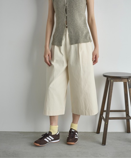 RoseHeve オリーブグリーン ガウチョパンツ タック入り Heve オリーブグリーン ガウチョパンツ タック入り