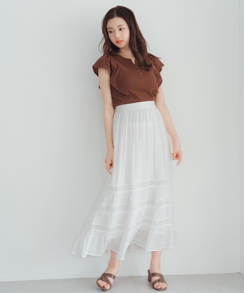 MISCH MASCH(ミッシュマッシュ)の「2025春夏新作 レース切替ティアードスカート(スカート・レディース・ブラック/ホワイト・フリ-)」の4枚目の写真