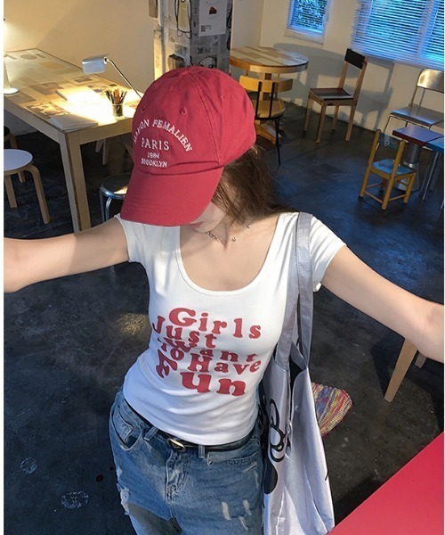 DEVICE(デバイス)の「シンプル 英字 ロゴ プリント 韓国 ストリート Y2K 古着風 クルーネック ショート丈 半袖 Tシャツ(Tシャツ/カットソー・レディース・ネイビー/ホワイト/ブラック・FREE)」の5枚目の写真