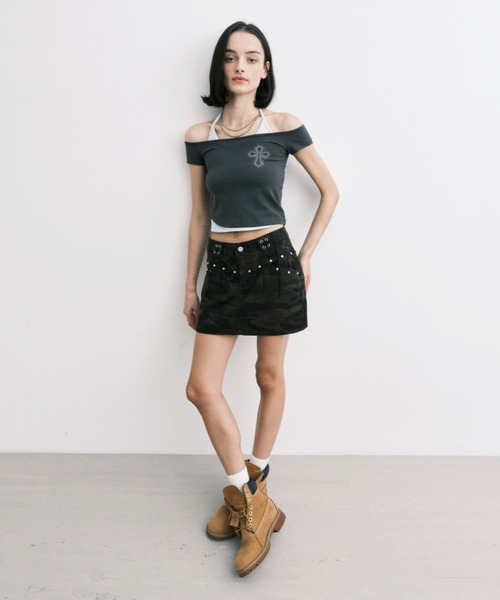 Midnight Move（ミッドナイトムーブ）の「Midnight Move／BELTスカート（スカート・レディース・カーキ/ブラック・SMALL）」の4枚目の写真