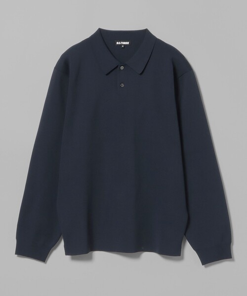 BEAMS GOLF(ビームスゴルフ)の「▲B.G.THREE / ALL-TIME ロングスリーブ ニットポロシャツ(ニット/セーター・メンズ・ブラック/ホワイト/ネイビー・LARGE/MEDIUM)」の3枚目の写真