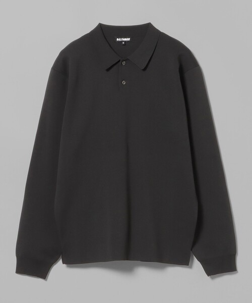 BEAMS GOLF(ビームスゴルフ)の「▲B.G.THREE / ALL-TIME ロングスリーブ ニットポロシャツ(ニット/セーター・メンズ・ブラック/ホワイト/ネイビー・LARGE/MEDIUM)」の2枚目の写真