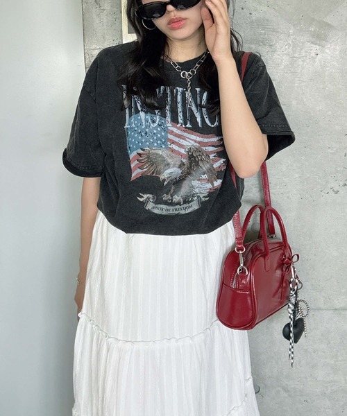 AS KNOW AS plus（アズノゥアズプラス）の「●ヴィンテージ風プリント オーバーサイズ半袖Tシャツ（Tシャツ/カットソー・レディース・ブラック/グレー/ブルー・FREE）」の4枚目の写真