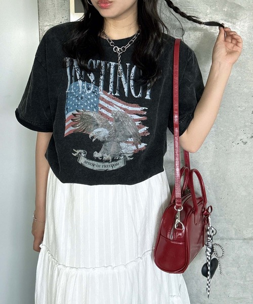 AS KNOW AS plus（アズノゥアズプラス）の「●ヴィンテージ風プリント オーバーサイズ半袖Tシャツ（Tシャツ/カットソー・レディース・ブラック/グレー/ブルー・FREE）」の5枚目の写真