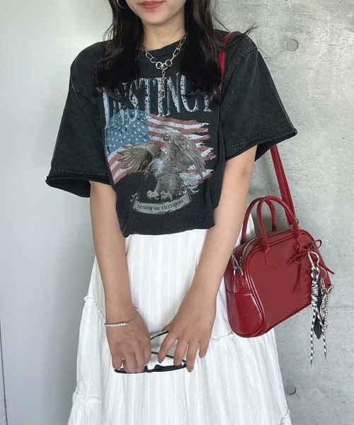 AS KNOW AS plus（アズノゥアズプラス）の「●ヴィンテージ風プリント オーバーサイズ半袖Tシャツ（Tシャツ/カットソー・レディース・ブラック/グレー/ブルー・FREE）」の6枚目の写真