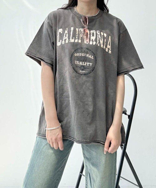 AS KNOW AS plus（アズノゥアズプラス）の「●ヴィンテージ風プリント オーバーサイズ半袖Tシャツ（Tシャツ/カットソー・レディース・ブラック/グレー/ブルー・FREE）」の11枚目の写真
