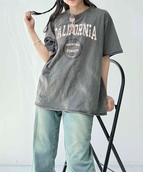 AS KNOW AS plus（アズノゥアズプラス）の「●ヴィンテージ風プリント オーバーサイズ半袖Tシャツ（Tシャツ/カットソー・レディース・ブラック/グレー/ブルー・FREE）」の12枚目の写真