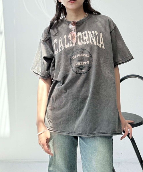 AS KNOW AS plus（アズノゥアズプラス）の「●ヴィンテージ風プリント オーバーサイズ半袖Tシャツ（Tシャツ/カットソー・レディース・ブラック/グレー/ブルー・FREE）」の13枚目の写真