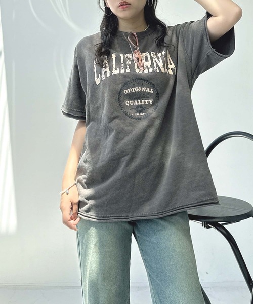 AS KNOW AS plus（アズノゥアズプラス）の「●ヴィンテージ風プリント オーバーサイズ半袖Tシャツ（Tシャツ/カットソー・レディース・ブラック/グレー/ブルー・FREE）」の15枚目の写真