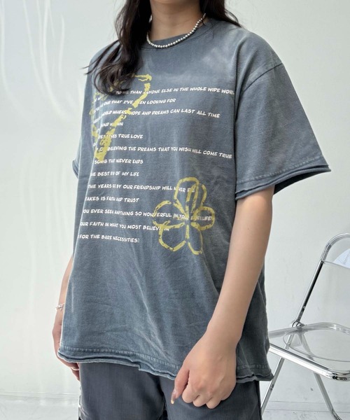 AS KNOW AS plus（アズノゥアズプラス）の「●ヴィンテージ風プリント オーバーサイズ半袖Tシャツ（Tシャツ/カットソー・レディース・ブラック/グレー/ブルー・FREE）」の17枚目の写真