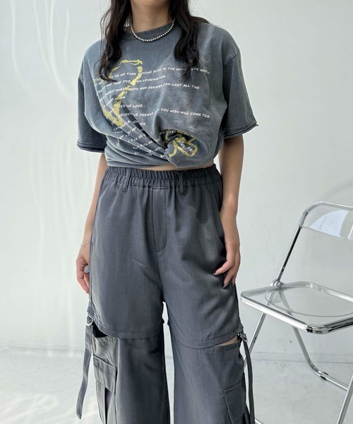 AS KNOW AS plus（アズノゥアズプラス）の「●ヴィンテージ風プリント オーバーサイズ半袖Tシャツ（Tシャツ/カットソー・レディース・ブラック/グレー/ブルー・FREE）」の18枚目の写真