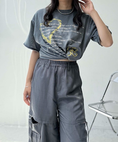 AS KNOW AS plus（アズノゥアズプラス）の「●ヴィンテージ風プリント オーバーサイズ半袖Tシャツ（Tシャツ/カットソー・レディース・ブラック/グレー/ブルー・FREE）」の19枚目の写真