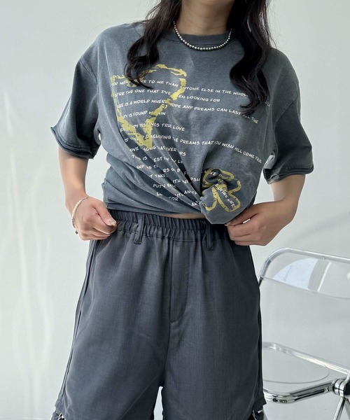 AS KNOW AS plus（アズノゥアズプラス）の「●ヴィンテージ風プリント オーバーサイズ半袖Tシャツ（Tシャツ/カットソー・レディース・ブラック/グレー/ブルー・FREE）」の20枚目の写真