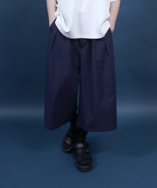 ANPAS(アンパス)の「Three quarter Stretch Wide Pants/ストレッチ ワイドパンツ ガウチョパンツ クロップド丈 7分丈 メンズ レディース(その他パンツ・メンズ・ブラック/ネイビー/ブラウン・M/L)」の3枚目の写真