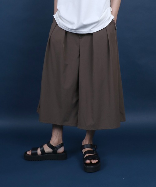 ANPAS(アンパス)の「Three quarter Stretch Wide Pants/ストレッチ ワイドパンツ ガウチョパンツ クロップド丈 7分丈 メンズ レディース(その他パンツ・メンズ・ブラック/ネイビー/ブラウン・M/L)」の1枚目の写真