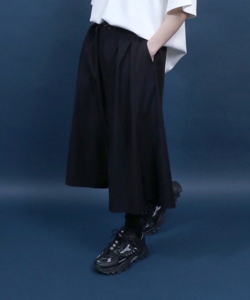 ANPAS(アンパス)の「Three quarter Stretch Wide Pants/ストレッチ ワイドパンツ ガウチョパンツ クロップド丈 7分丈 メンズ レディース(その他パンツ・メンズ・ブラック/ネイビー/ブラウン・M/L)」の2枚目の写真