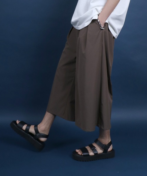 ANPAS(アンパス)の「Three quarter Stretch Wide Pants/ストレッチ ワイドパンツ ガウチョパンツ クロップド丈 7分丈 メンズ レディース(その他パンツ・メンズ・ブラック/ネイビー/ブラウン・M/L)」の7枚目の写真