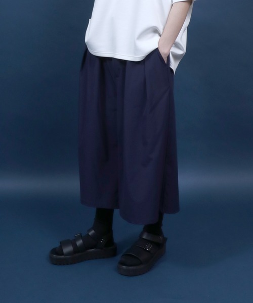 セール】Three quarter Stretch Wide Pants/ストレッチ ワイド