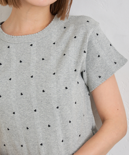 U by SPICK&SPAN 針抜きリブハートグレートップス新品 U by SPICK&SPAN｜針抜きリブハートプリントトップス | Rakuten