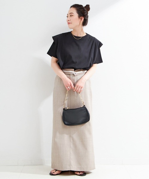 B.C STOCK(ベーセーストック)の「《追加》【WEB限定】ウォッシャブル / 接触冷感 ラッフルショルダーTシャツ(Tシャツ/カットソー・レディース・ホワイト・FREE)」の9枚目の写真