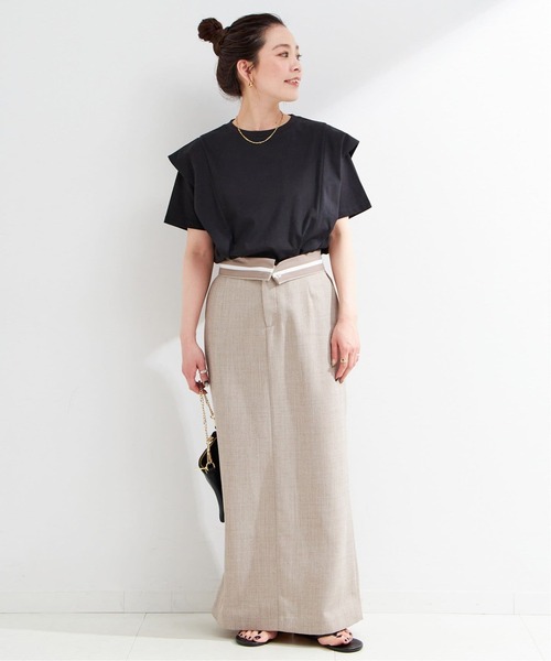 B.C STOCK(ベーセーストック)の「《追加》【WEB限定】ウォッシャブル / 接触冷感 ラッフルショルダーTシャツ(Tシャツ/カットソー・レディース・ホワイト・FREE)」の10枚目の写真