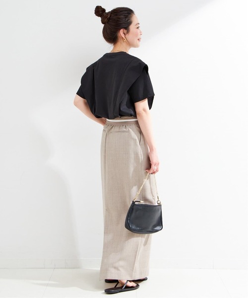 B.C STOCK(ベーセーストック)の「《追加》【WEB限定】ウォッシャブル / 接触冷感 ラッフルショルダーTシャツ(Tシャツ/カットソー・レディース・ホワイト・FREE)」の12枚目の写真