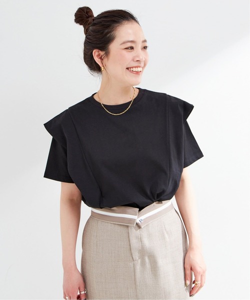B.C STOCK(ベーセーストック)の「《追加》【WEB限定】ウォッシャブル / 接触冷感 ラッフルショルダーTシャツ(Tシャツ/カットソー・レディース・ホワイト・FREE)」の13枚目の写真