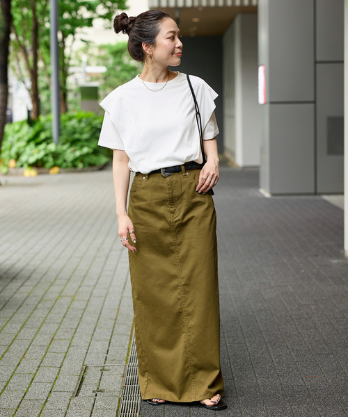 B.C STOCK(ベーセーストック)の「《追加》【WEB限定】ウォッシャブル / 接触冷感 ラッフルショルダーTシャツ(Tシャツ/カットソー・レディース・ホワイト・FREE)」の17枚目の写真