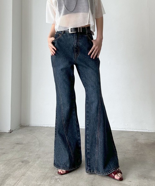 スリムレッグフレアデニム【4color/4size】（デニムパンツ）｜PAGEBOY