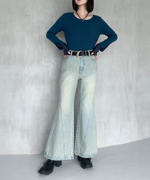 スリムレッグフレアデニム【4color/4size】（デニムパンツ）｜PAGEBOY