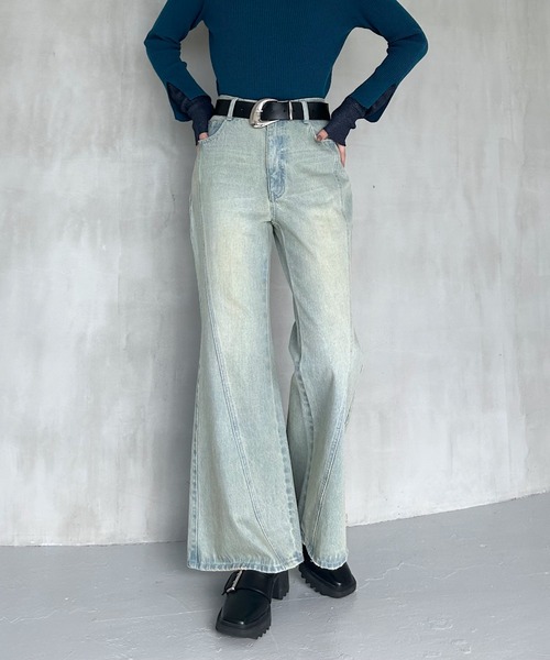 スリムレッグフレアデニム【4color/4size】（デニムパンツ）｜PAGEBOY