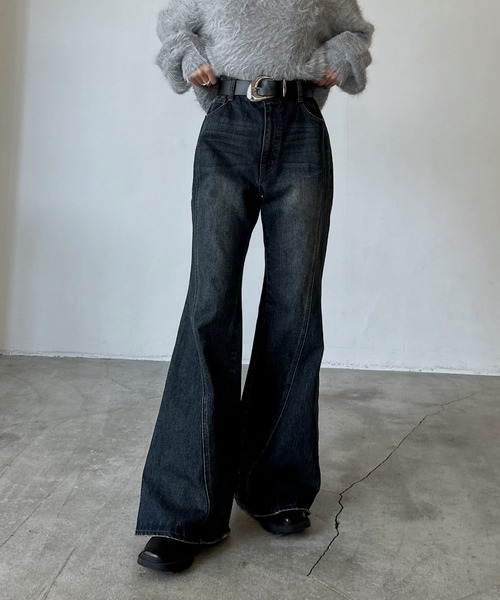 スリムレッグフレアデニム【4color/4size】（デニムパンツ）｜PAGEBOY