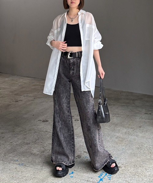 スリムレッグフレアデニム【4color/4size】（デニムパンツ）｜PAGEBOY
