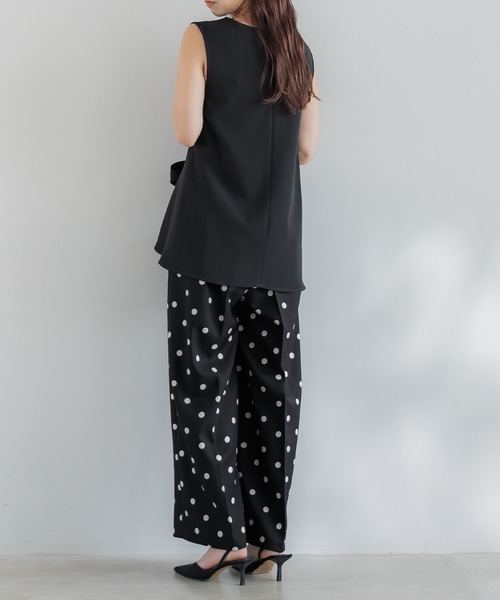 coco様パーツ ドット柄センタープレスワイドパンツ セットアップ可能