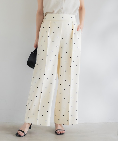 coca（coca）（コカ）の「ドット柄センタープレスワイドパンツ セットアップ可能（スラックス・レディース・アイボリー/ブラック・S/L/M）」の16枚目の写真