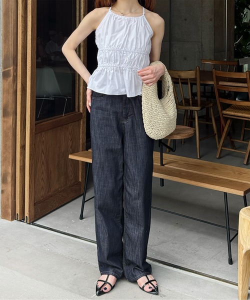 LE MORE(リモア)の「ノンフェードセミワイドストレートデニムパンツ(デニムパンツ・レディース・ネイビー・S/M)」の17枚目の写真