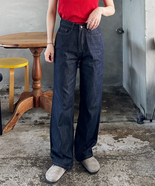 LE MORE(リモア)の「ノンフェードセミワイドストレートデニムパンツ(デニムパンツ・レディース・ネイビー・S/M)」の19枚目の写真