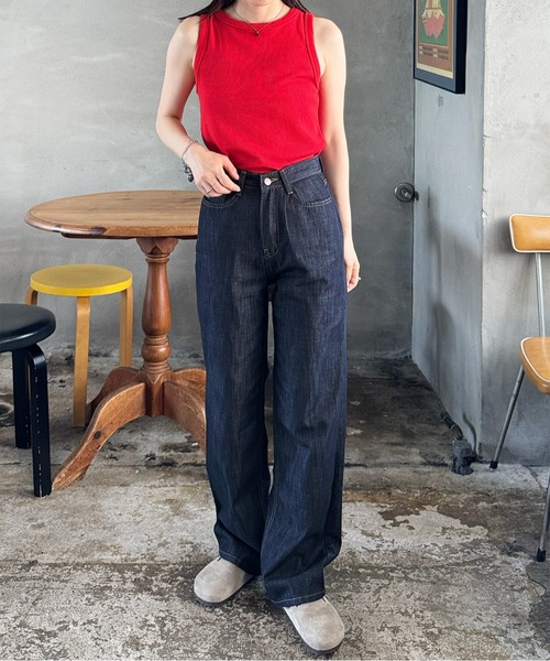 LE MORE(リモア)の「ノンフェードセミワイドストレートデニムパンツ(デニムパンツ・レディース・ネイビー・S/M)」の21枚目の写真