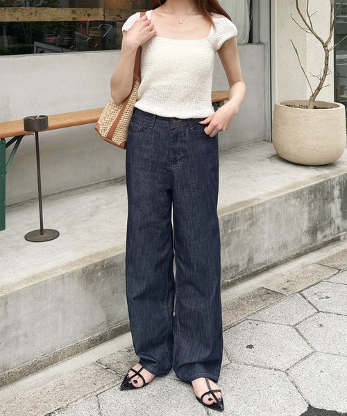 LE MORE(リモア)の「ノンフェードセミワイドストレートデニムパンツ(デニムパンツ・レディース・ネイビー・S/M)」の7枚目の写真