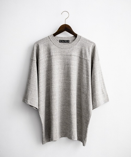 Audience（オーディエンス）の「Upscape Audience アップスケープオーディエンス 日本製 国産ラフィー天竺5.5オンスフットボール半袖Tシャツ AUD6644（Tシャツ/カットソー・メンズ・オートミール/杢グレー/スミクロ/オフホワイト/ブラック・M/L）」の21枚目の写真