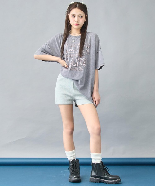 ANAP（アナップ）の「ケミカルウォッシュ 刺繍ロゴ ビッグTシャツ（Tシャツ/カットソー・レディース・ライトグレー/ブラウン/ブラック系その他・FREE）」の6枚目の写真