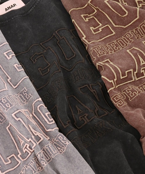 ANAP（アナップ）の「ケミカルウォッシュ 刺繍ロゴ ビッグTシャツ（Tシャツ/カットソー・レディース・ライトグレー/ブラウン/ブラック系その他・FREE）」の13枚目の写真