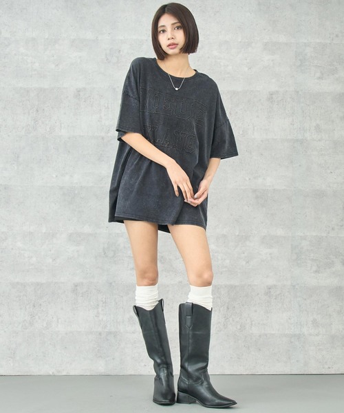 ANAP（アナップ）の「ケミカルウォッシュ 刺繍ロゴ ビッグTシャツ（Tシャツ/カットソー・レディース・ライトグレー/ブラウン/ブラック系その他・FREE）」の18枚目の写真